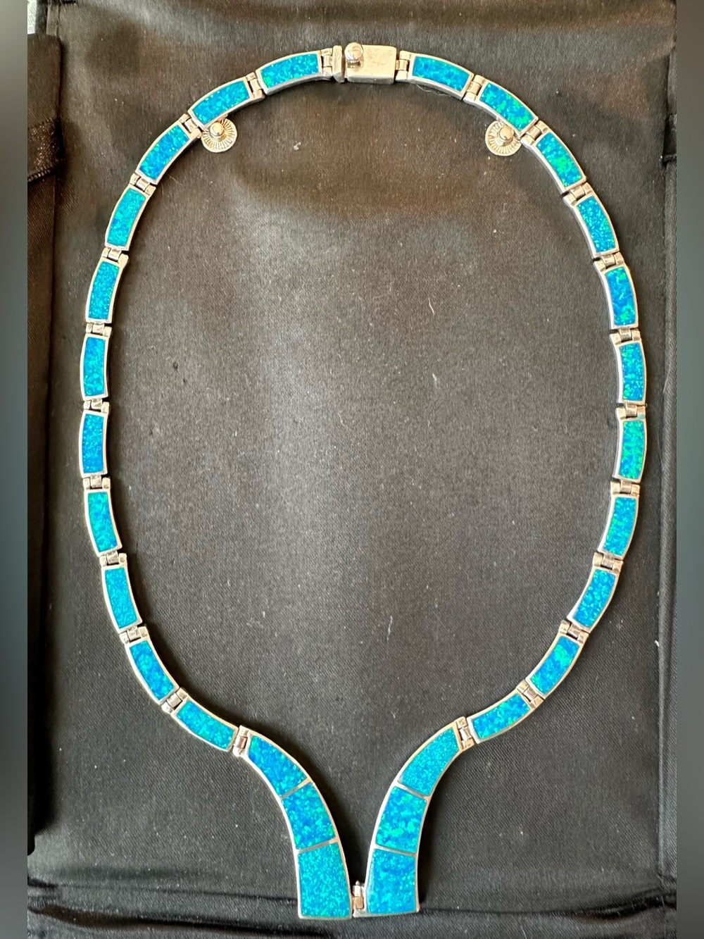 Blue Opal Inlay Statement Necklace - Women's Jewelry